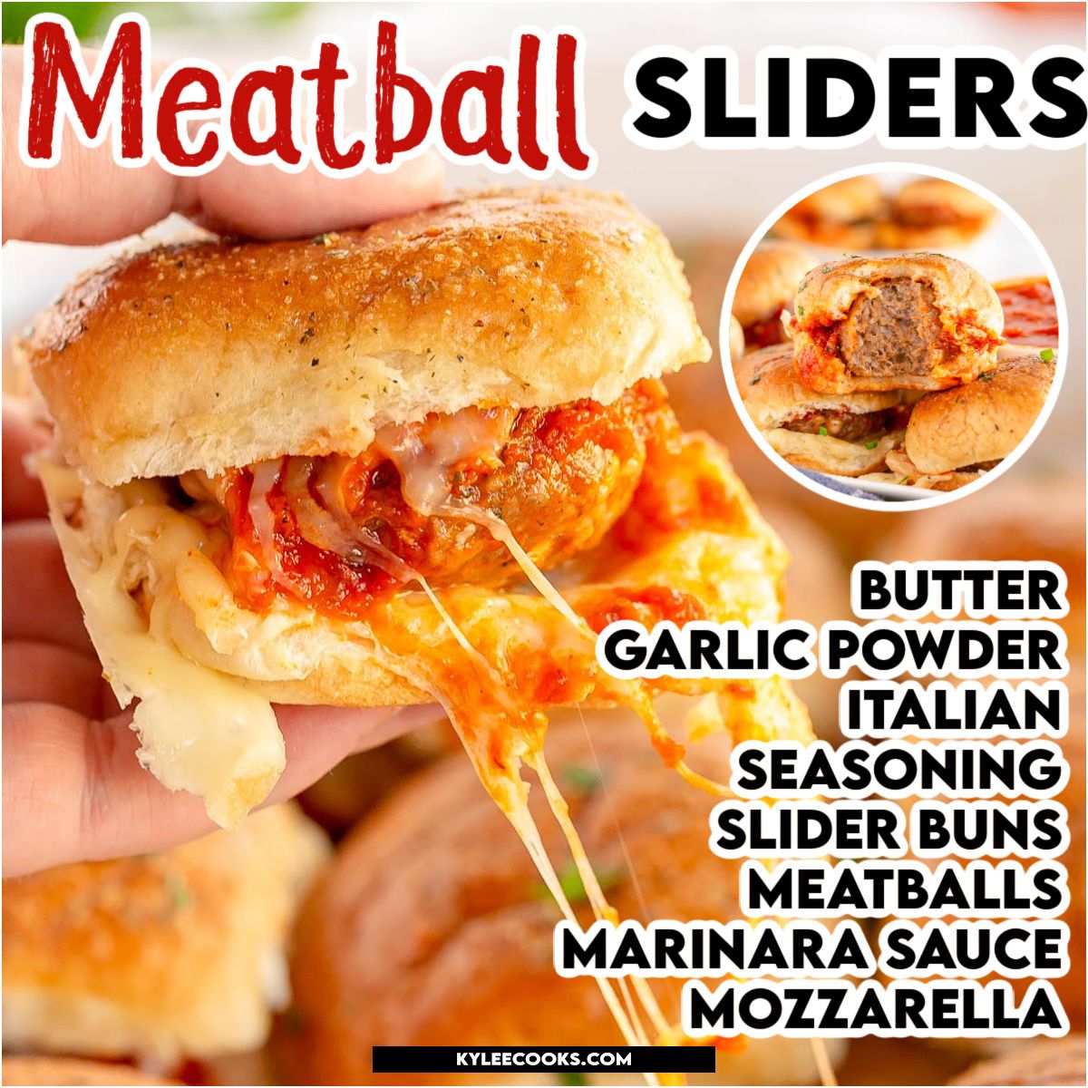 kyleecooks's tweet image. Cheesy Meatball Sliders are the perfect party snack! Great for game day, parties, and potlucks, too! Super simple, and done in under 30 minutes. So darn good! #sliders  #kyleecooks kyleecooks.com/meatball-slide…