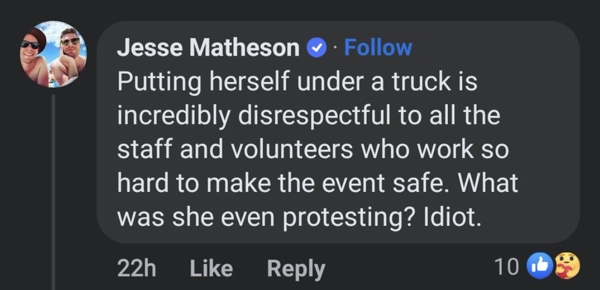 This is outrageous but unsurprising from the CEO of <a href="/sydneymardigras/">Sydney Gay and Lesbian Mardi Gras</a> Jesse Matheson. He previously wrote an article declaring he is a “sexual racist” and said <a href="/SenatorThorpe/">Senator Lidia Thorpe</a> is an “idiot” for her protest at Mardi Gras in 2023.