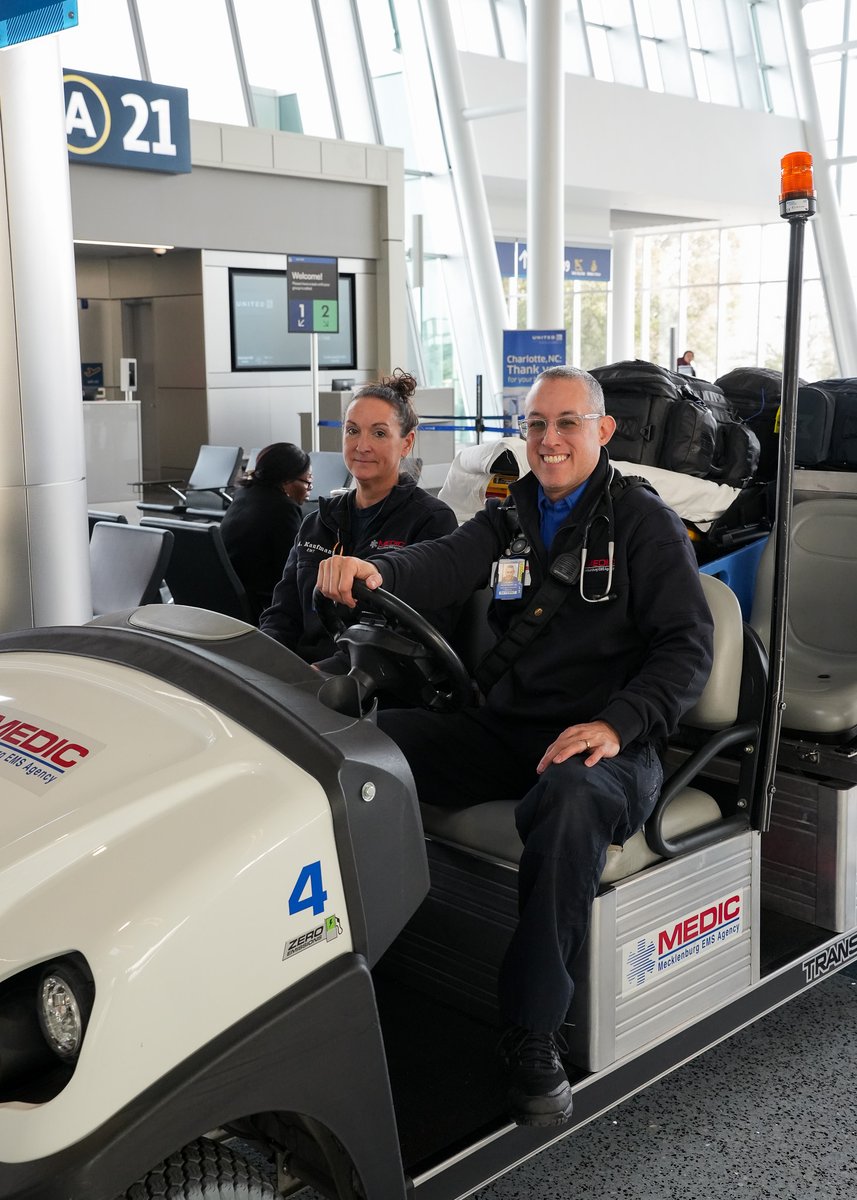 MecklenburgEMS's tweet photo. Medic’s Airport Team is soaring. ✈️

In FY25, they handled 4,794 UTV responses at the airport — resulting in just 2,337 ambulance responses.

Their on-site care helps keep ambulances available for emergencies across our community. ❤️

#EMS #MeckMedic https://t.co/fAseKIm89f
