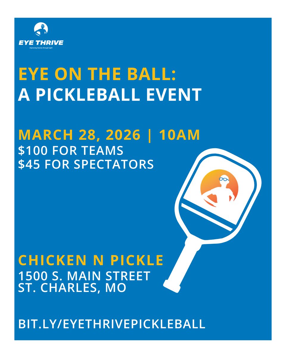 Eye_Thrive's tweet photo. Grab your favorite pickleball partner and join us Saturday, March 28 at Chicken N Pickle 🎾

Every rally helps provide kids with critical vision care at no cost, so they can learn, play, and thrive.

Spots are limited! 👉 Register now: https://t.co/5BEdgYHAgX
#EyeOnTheBall https://t.co/5EdWXnIJhn