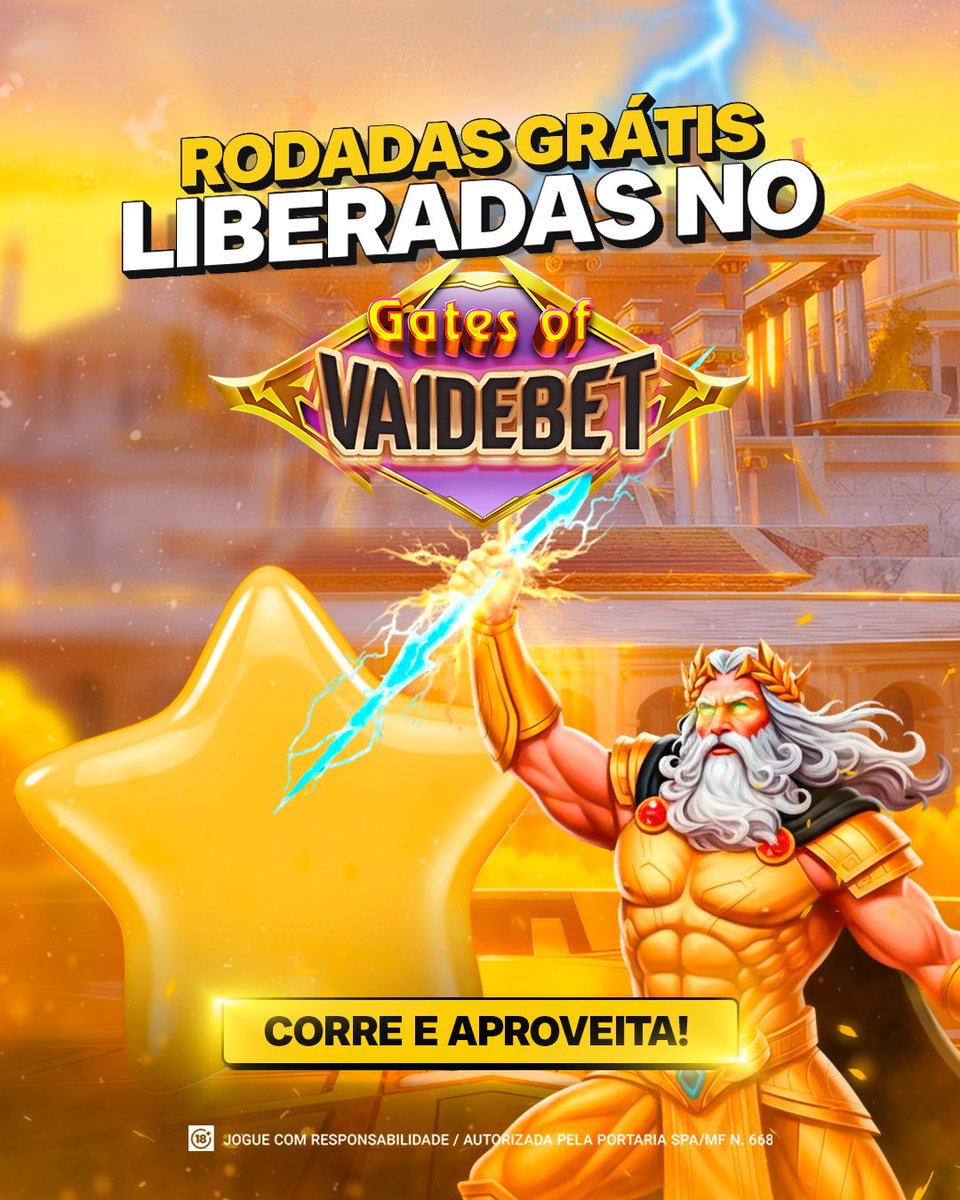vaidebetbb's tweet photo. PRA QUEM NÃO RESGATOU: AGORA É A HORA! 🚨

SEXTOU COM ESTRELA AMARELA BRILHANDO PARA TODOS! 🌟

Tem RODADAS GRÁTIS liberadas no GATES OF VAIDEBET! ⚡️⭐

E DETALHE, PRA GERAL! 😎
Mas ATENÇÃO, é POR TEMPO LIMITADO, então corre já pra aproveitar essa pancada! 💥

*Quem não conseguir acessar o jogo de cara, basta usar a aba anônima e mandar a boa.

Jogue com responsabilidade! 🔞
Você tem o poder de parar, não deixe o jogo decidir.

LICENÇA n/SPA/MF N. 668
*A política de promoções não se aplica para boas-vindas de jogadores, nem está condicionada a depósitos.