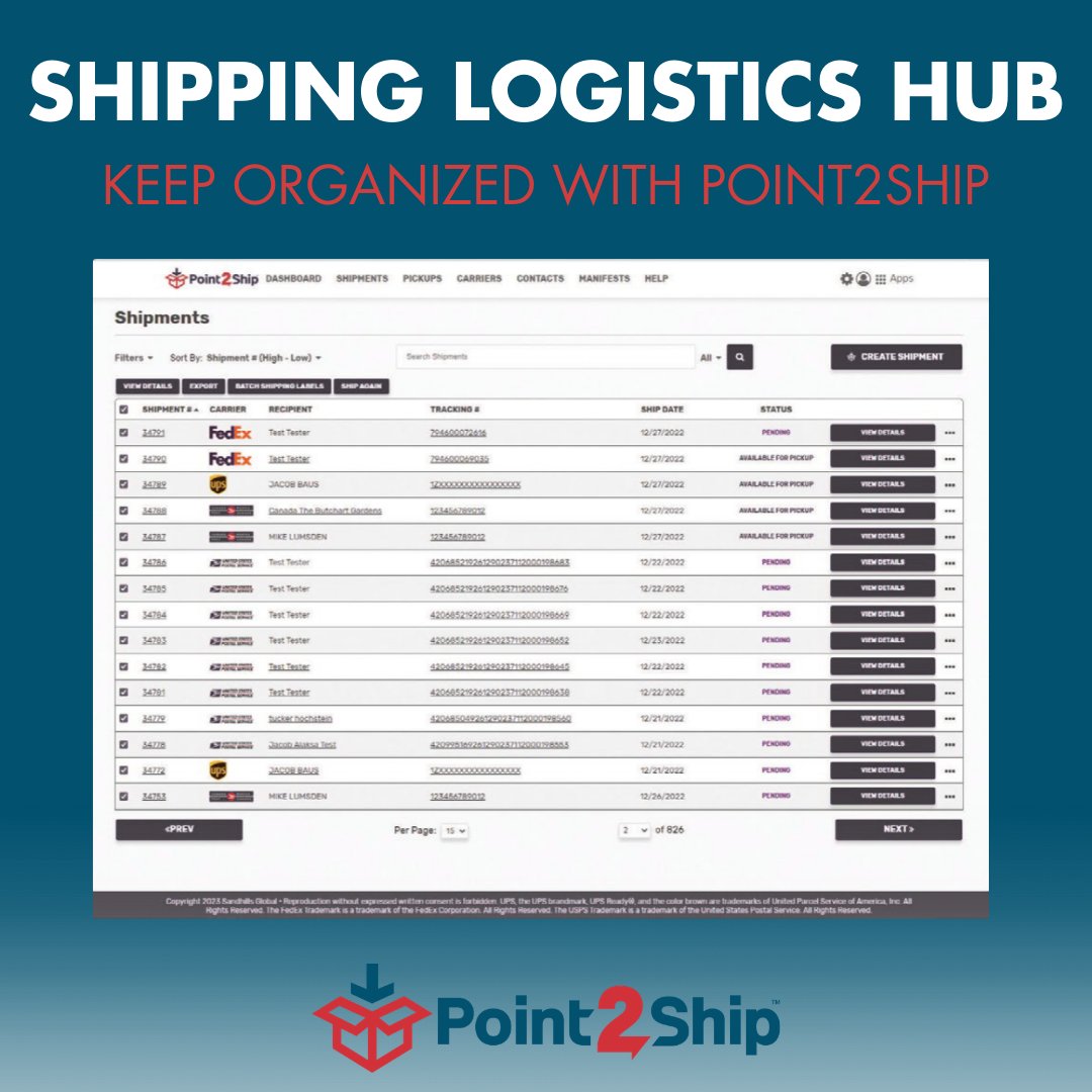 Point2Ship's tweet photo. YOUR shipping logistics hub -- stay organized with #Point2Ship
With Point2Ship you can easily create shipments with multiple carriers, track packages, and batch print shipping labels! Learn how you can get started at https://t.co/uulRvKGLsu
#ShippingLogistics #TrackPackages https://t.co/OUAooxJO8J