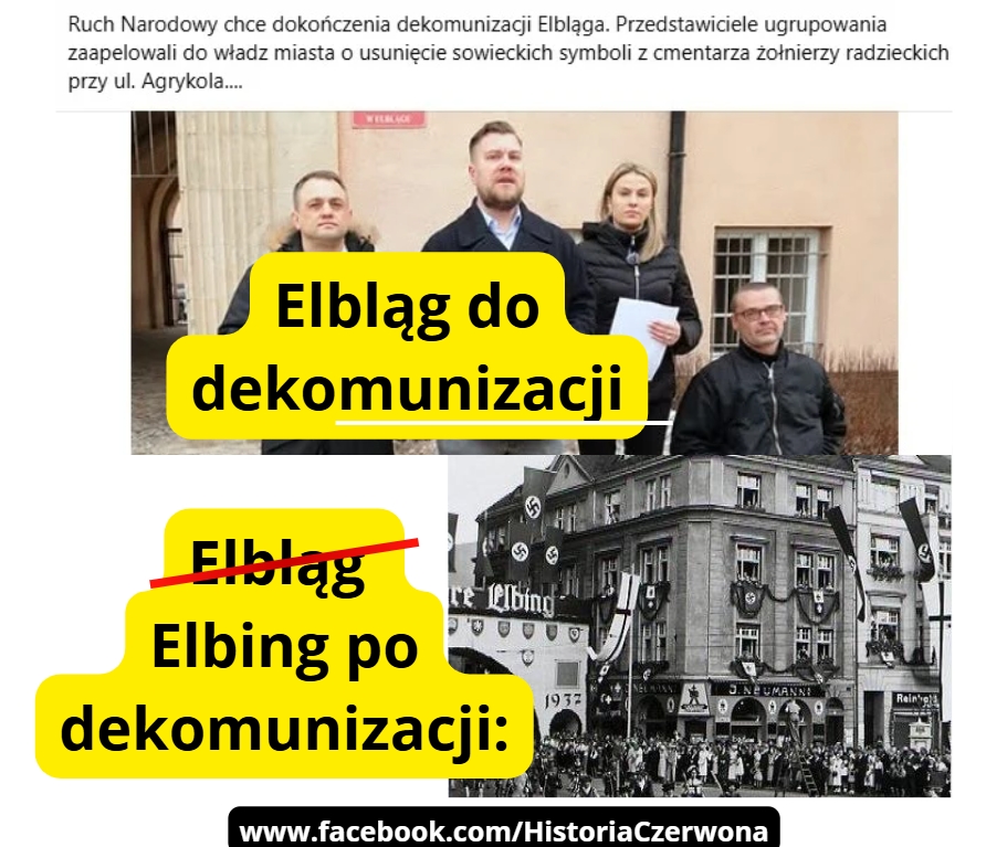 Matołki z Ruchu Narodowego chcą dekomunizować Elbląg. Czy chcą też przywrócenia Prus Wschodnich? Bez tego dekomunizacja nie będzie pełna