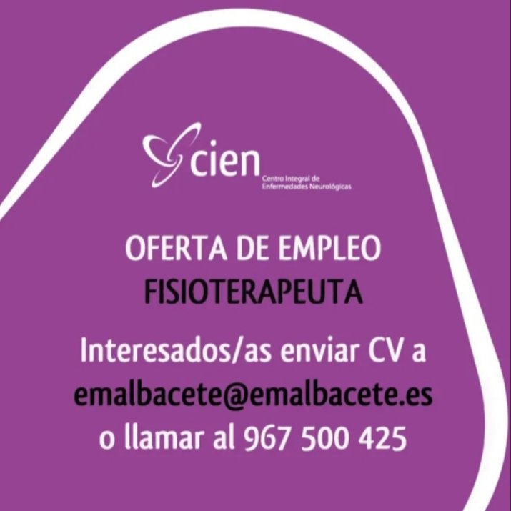 EMALBACETE's tweet photo. @EMALBACETE
#CentroIntegralEnfermedadesNeurológicas 
#ofertadeempleo #fisioterapeuta https://t.co/JnKqpGOe5k