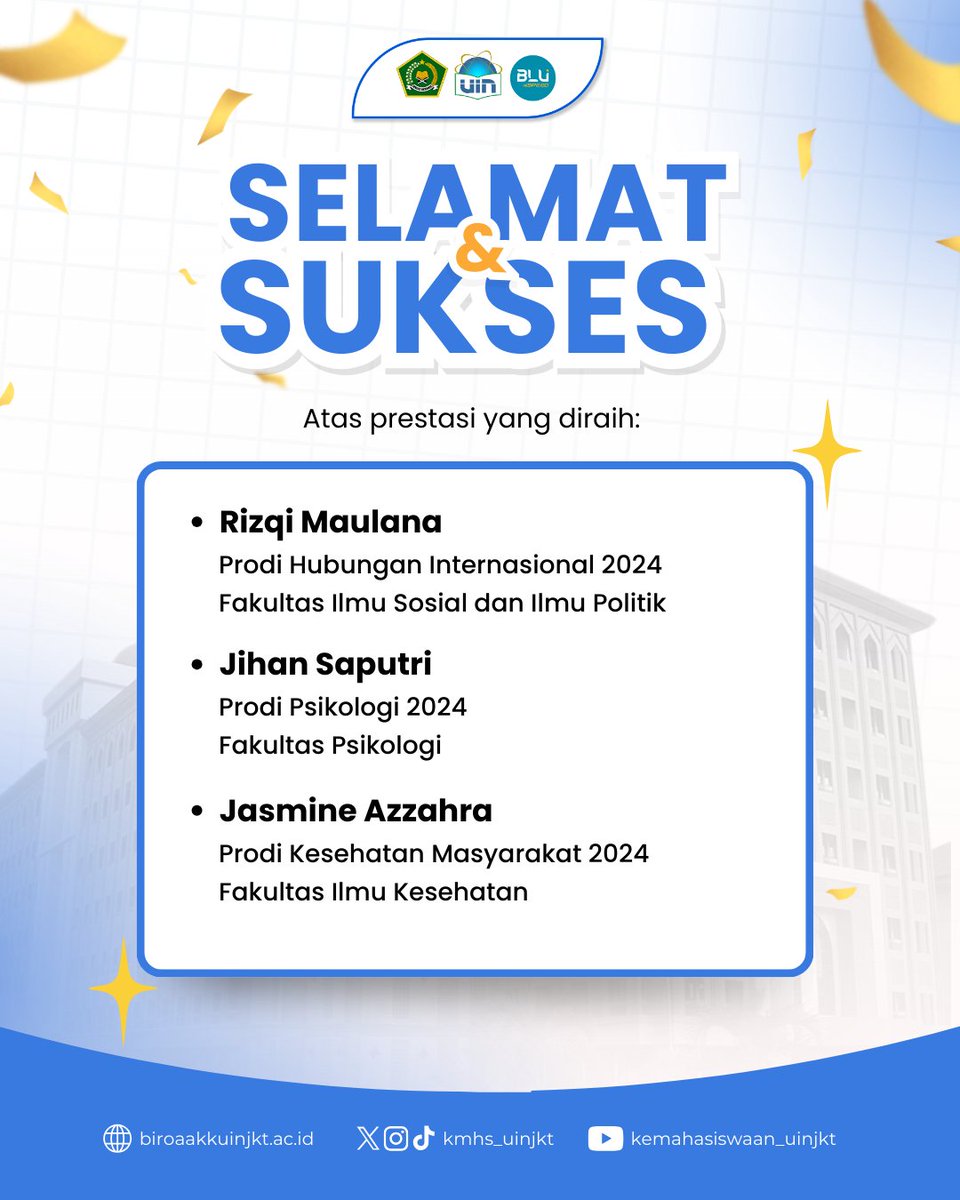 Halo Sobat Kemasis 🙌 

Selamat untuk mahasiswa UIN Syarif Hidayatullah Jakarta yang berhasil meraih Juara 1 Global Project Competition oleh AIESEC Indonesia di Menara Syariah PIK 2! ✨

Semoga terus menginspirasi!🔥

#SobatKemasis
#UINJakarta
#GlobalProjectCompetition