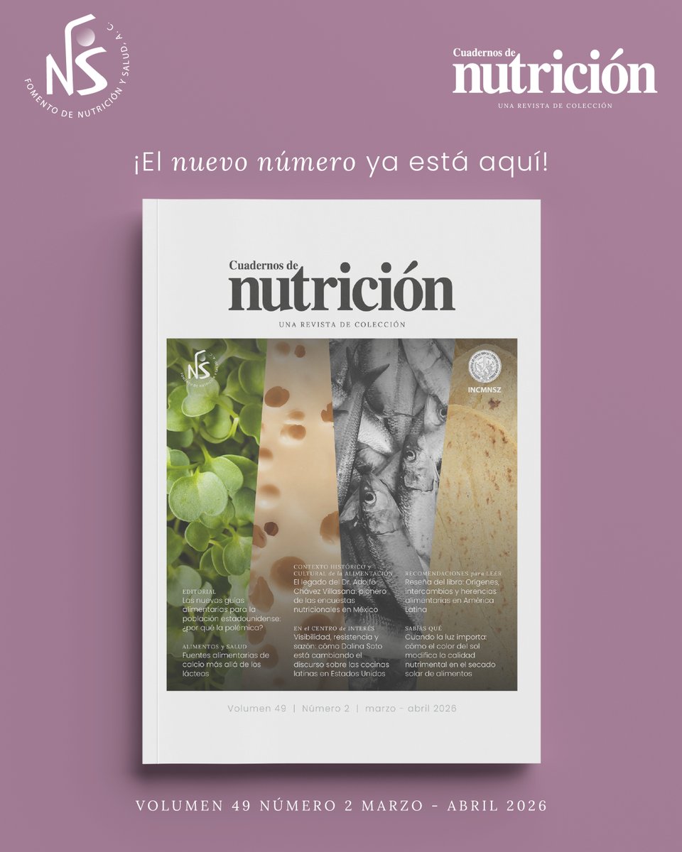 !Ya está disponible el nuevo número de Cuadernos de Nutrición!

Explora el Volumen 49, Número 2, marzo - abril 2026

Visita fns.org.mx/suscripcion-cu… para obtener tu ejemplar.

#CuadernosDeNutrición #Nutrición #NutriciónYSalud