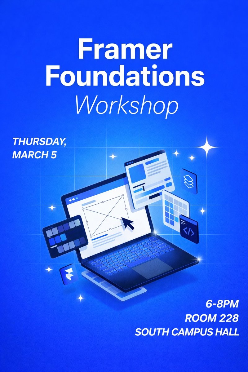 framerwaterloo's tweet photo. Turn “I should build that” into “Here’s the link.” 💙

Join our Framer Foundations Workshop &amp; learn how to turn your idea into a polished, interactive website.

📅 March 5 | 6–8 PM
📍 Room 228, South Campus Hall, UWaterloo

🧋 Snacks &amp; refreshments included
🔗 RSVP - Link in bio https://t.co/xvHQxOBcVA
