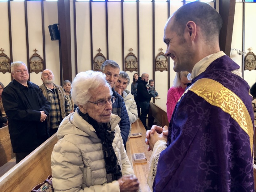 Happy Birthday to Theresa D. who turned 98 years young today! Teresa received a special blessing after Mass. She's been a parishioner at St. Alice since 1949! When asked what advice she would give, Teresa joyfully responded, "God is first." Amen! <a href="/archdpdx/">Archdiocese Portland</a>