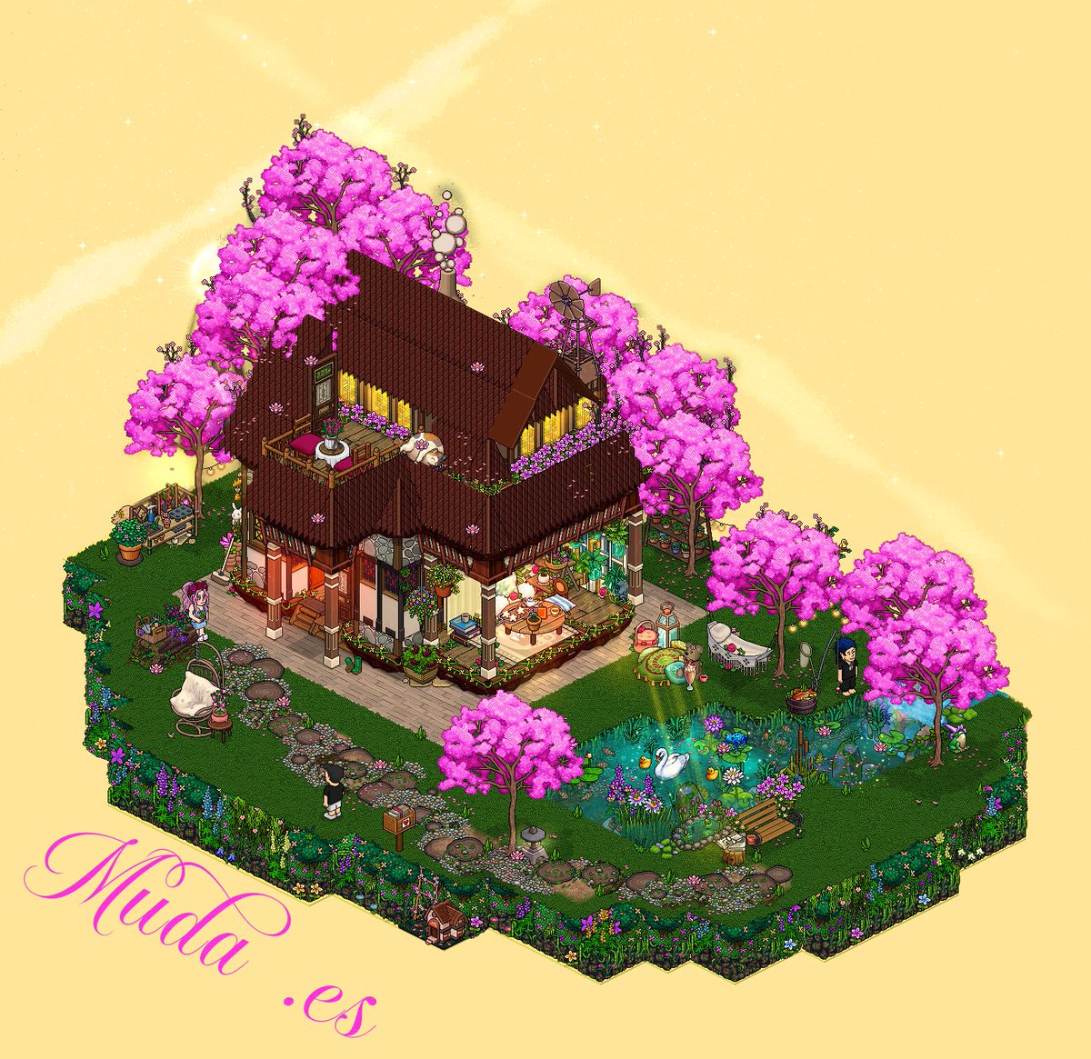 MudaHabbo's tweet photo. ⊹  ・  ゜𝒞𝒶𝒷𝒶ñ𝒾𝓉𝒶 𝒹𝑒 𝒸𝑒𝓇𝑒𝓏𝑜𝓈 ゜・⊹

✨Dueña: Muda
✨Hotel: es

Una cabañita dulce rodeada de cerezos. Un pequeño refugio de madera en el bosque, están todos invitados a pasarse por mi nueva salita. ✿ 
@habbo @ESHabbo  #Habbo 💗 https://t.co/JME2bYxySQ