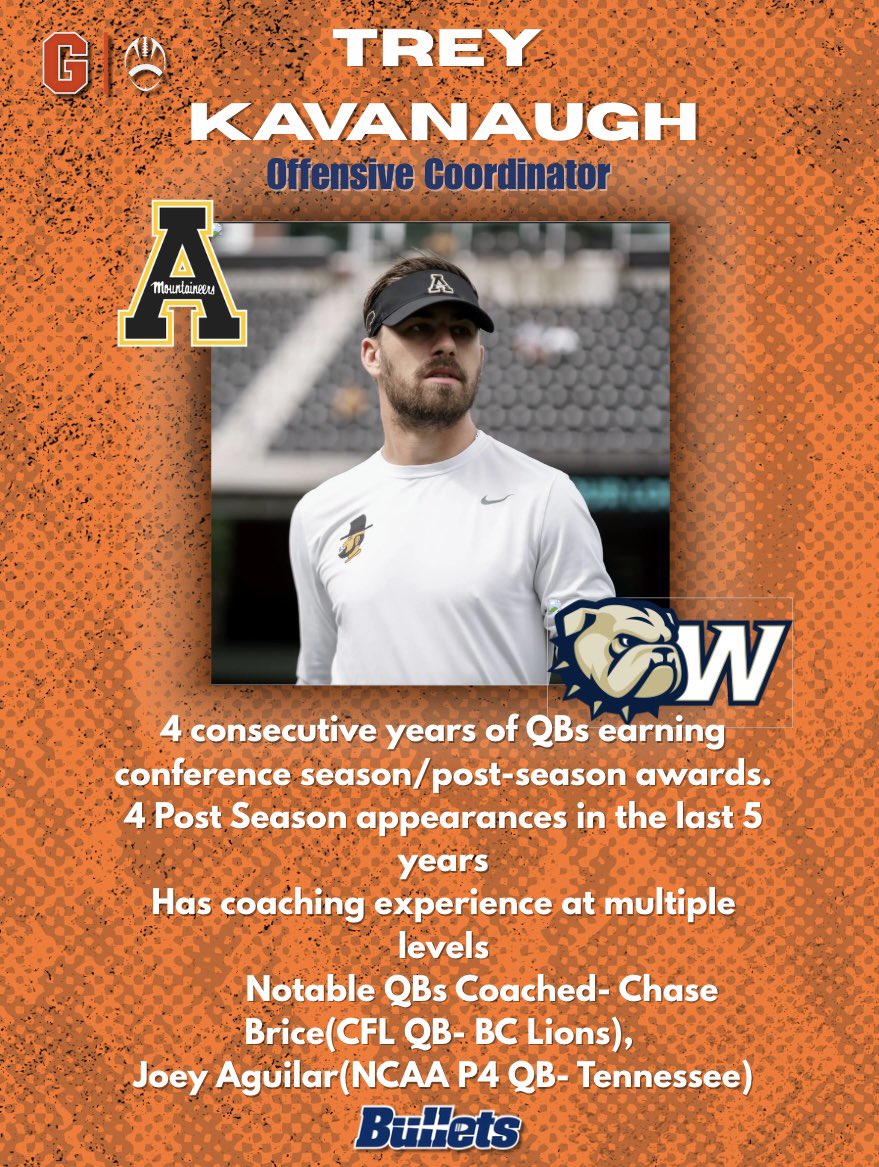 GburgFB's tweet image. We are beyond excited to welcome Coach Zach Mallard, Coach Trey Kavanaugh, and Coach Shawn Magginson to Gettysburg Football. 
Their track record speaks for itself, and the hard work begins now.
Welcome to the Bullets family, coaches. We’re happy to have you with us.