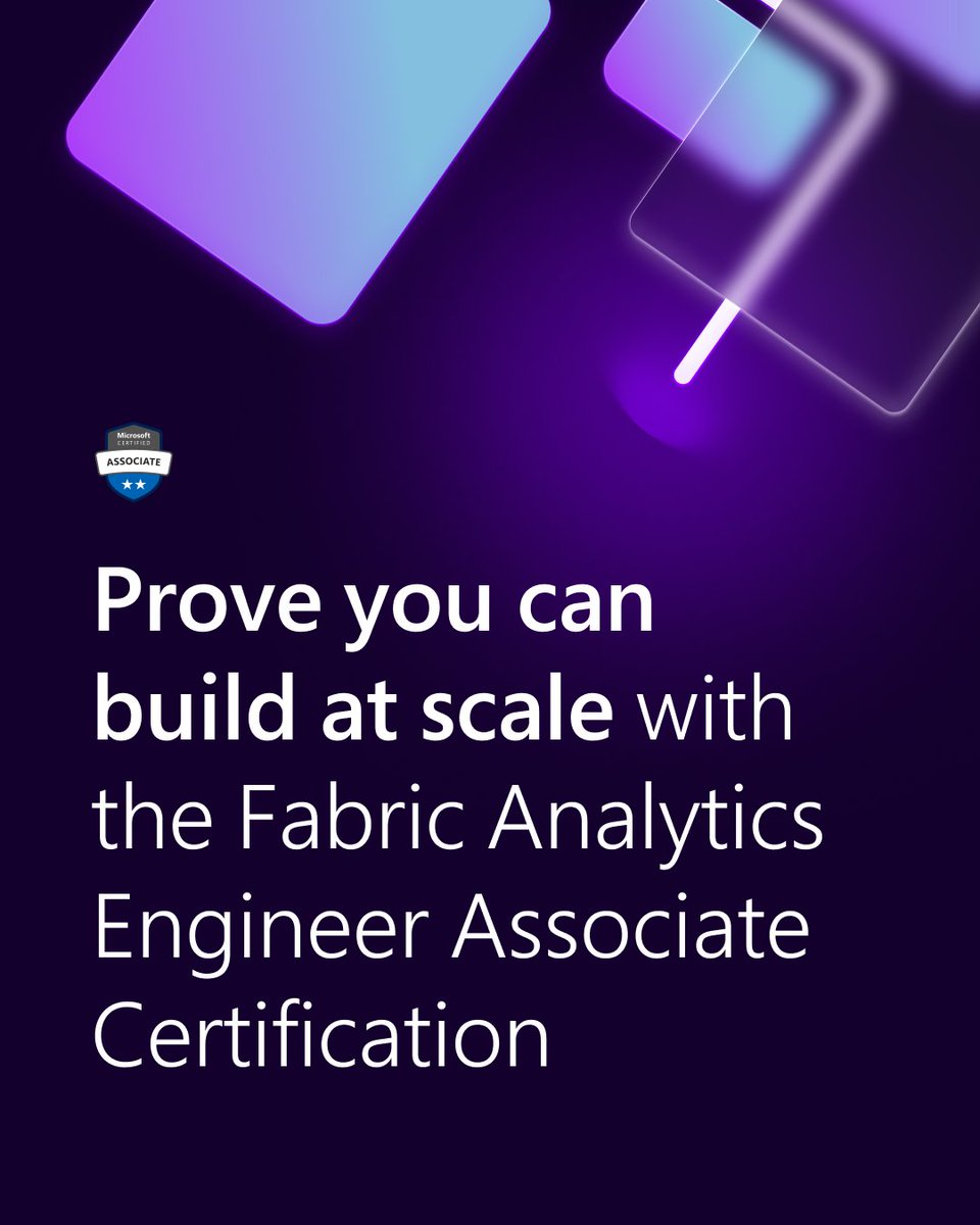 Ready to move beyond analysis? 
This certification proves you can build and manage enterprise analytics solutions in Microsoft Fabric: msft.it/6011Qjymt