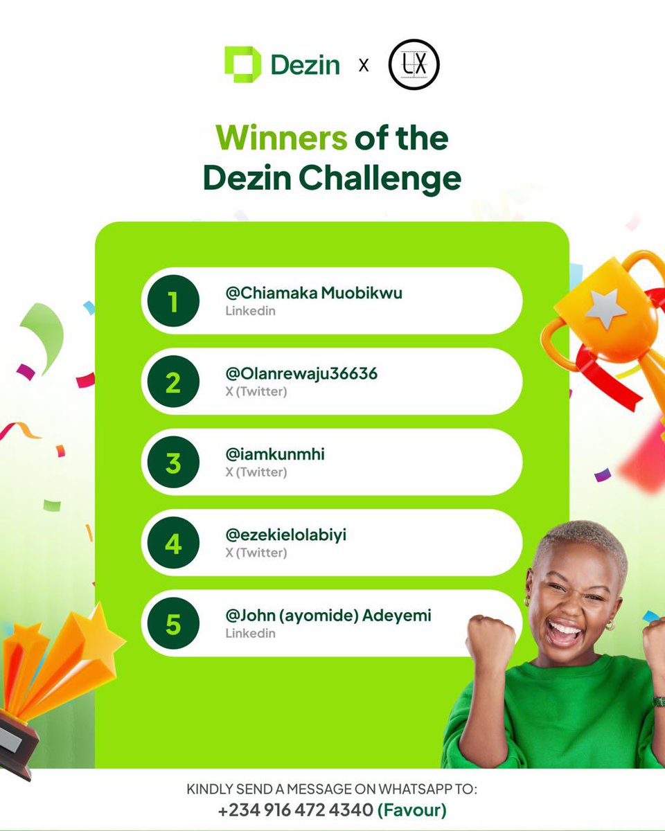Thank you to everyone that participated, these are our winners on X for the challenge <a href="/iamkunmhi/">Kunmhi✨</a> <a href="/ezekielolabiyi/">Ezekiel Olabiyi</a> @olanrewaju36636