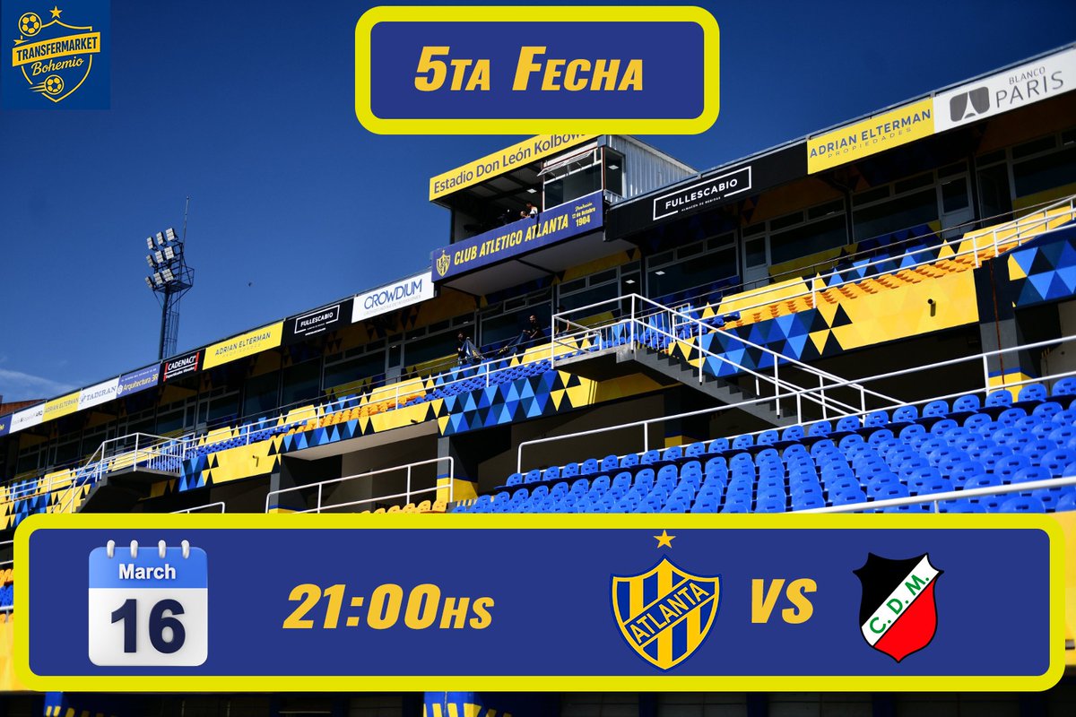 #Atlanta

📢 Atención!! 🚨

Probable fecha y horario para el partido frente a #DeportivoMaipu por la quinta fecha del Torneo 2026

El encuentro seria programado para el dia lunes 16/03 a las 21:00 hs

🏟️ Estadio León Kolbowski
📺 lpfplay.com

via:<a href="/revistaascenso/">Revista Ascenso</a>