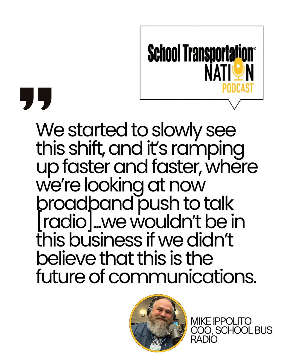 STNMagazine's tweet image. Podcast guest Mike Ippolito from School-Radio shares more about the recent trends of school bus radio technology. Full episode (#295) at stnpodcast.com.

#Podcasts #SchoolBus #RadioTechnology