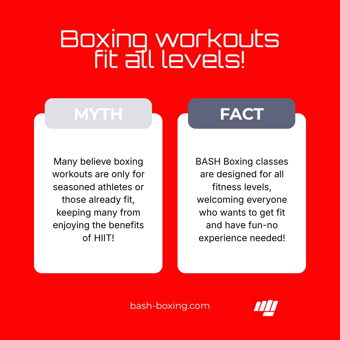 bashtweets's tweet photo. 🔮 MYTH: Boxing is Only for the Fit &amp; Fierce! 🥊  
✨ FACT: Boxing HIIT is for Everyone! 

Drop a 🥊 in the comments if you’re ready to smash that myth and step into the ring of possibilities with us! 💥❤️
#Fitness #Boxing #Exercise #Community #HIIT #Workout #Wellness #BASHBoxing https://t.co/G83CEqsiev