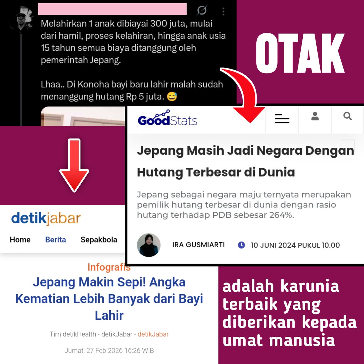 KerjaHasil_id's tweet image. Jangan sia2kan karunia terbaik yang telah diberikan Tuhan. Manfaatkan dengan baik. #otak

Negara dengan populasi cenderung menurun umumnya melakukan subsidi kelahiran seperti #jepang.

Jepang Makin Sepi! Angka Kematian Lebih Banyak Dari Bayi Lahir
detik.com/jabar/berita/d…
