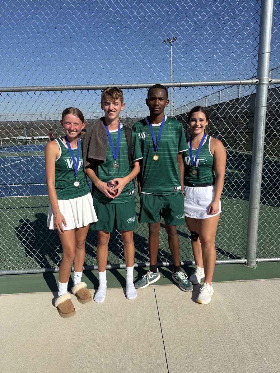 WestForkTennis's tweet photo. Congratulations Hakim/Zoey 🥇 MXD Champions and Runner-Up Allison/Henry 🥈 at the New Caney Tournament!! 🎾🐊🎾🐊 #CHOMP #GatorPride https://t.co/e8aX0YJOz9