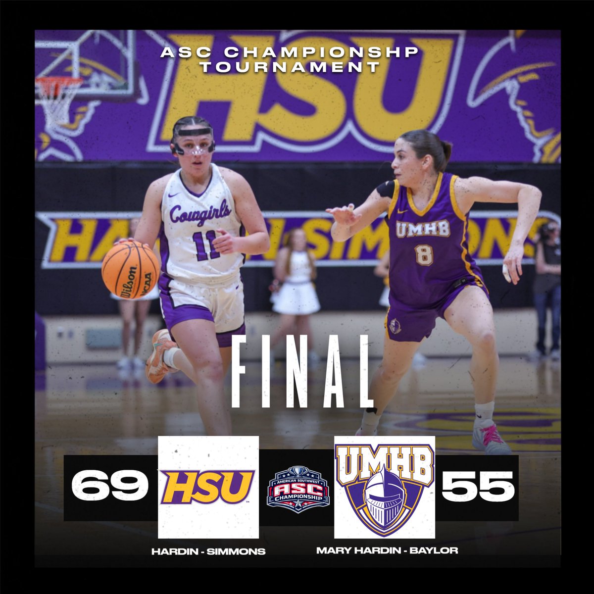ASC_sports's tweet photo. HSU will advance to tomorrow’s ASC Championship against Howard Payne. Tipoff is slated for 2 p.m.
#ASChoops #d3hoops https://t.co/JMJyO22FRf