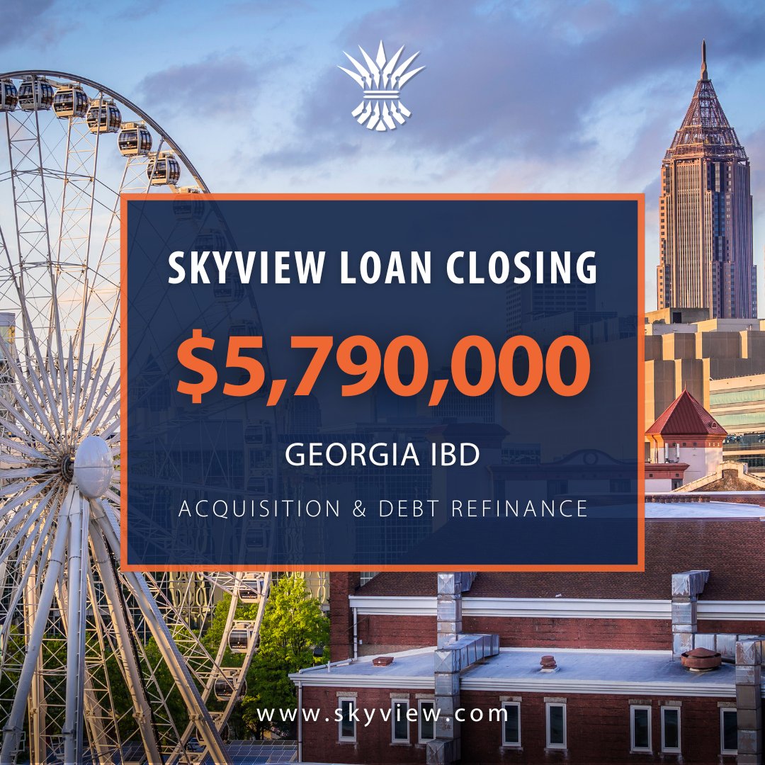 SkyViewPartners's tweet photo. Closing out February with a $5.7MM loan for a Georgia-based IBD!

The financing supported a strategic acquisition and debt refinance.

If your firm is evaluating an acquisition or restructuring existing debt, let's explore your options today: https://t.co/ZHZTa0dcNy https://t.co/6qwCGogrjQ