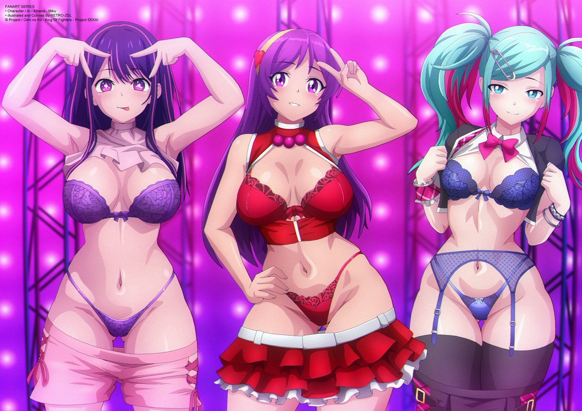 Commission! Hoshino, Athena &amp; Miku in lingerie!😏
🍑Like and repost! (っ ͡° ͜ʖ ͡° ς)🍑

🔞HD &amp; NSFW: pixiv.net/i/141717715