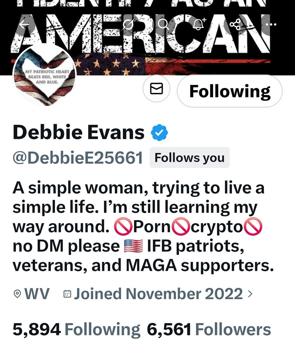 Let's get Debbie more followers!
Follow and repost!!!
<a href="/DebbieE25661/">Debbie Evans</a>