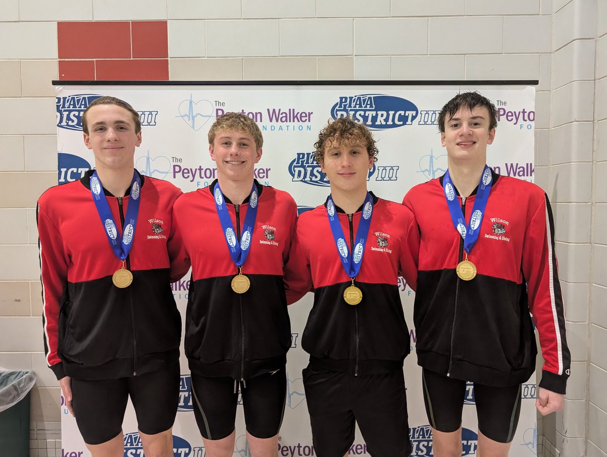 piaadistrict3's tweet photo. PIAA District III WellSpan Class 3A boys 200 medley relay champs are Wilson https://t.co/ttfbyPG7Rg
