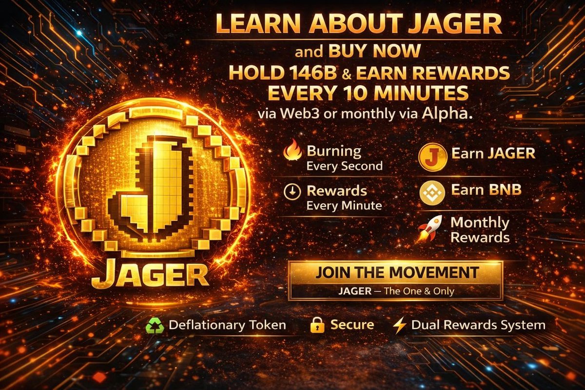 HolderJager's tweet photo. 🔥 JAGER — Built Different.
Hold 146B JAGER and earn rewards every 10 minutes via Web3 or monthly via Alpha.
🔥 Continuous burning
⚡ Dual rewards (JAGER + BNB)
🔒 Secure & deflationary
Learn. Decide. Act. 🚀
#JAGER #BNBRewards #DeflationaryToken #CryptoMove #BinanceCommunity https://t.co/z4kirOxGDi