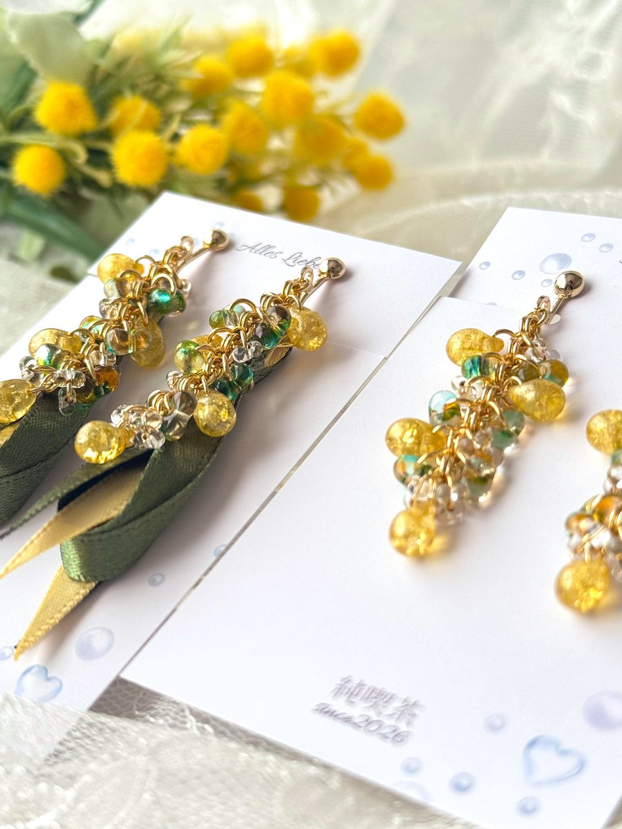 #煌めきは宝石級
 #365DIYtheme
チェコビーズが美しいミモザを…