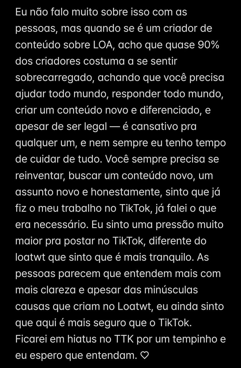 Não falo isso apenas por achar tóxico, mas porque aqui eu sinto que criei conexões de verdade. Apesar de não ser muito próxima da maioria (eu não vejo mto a DM daqui), eu tenho mutuals legais, uma comunidade grande e não sinto que sou obrigada a postar sempre.