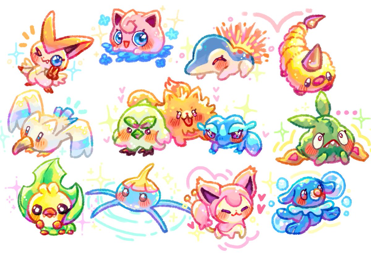 nouconcept's tweet photo. More Pokémon requests from yesterday + the new starters! 💗✨ https://t.co/KzSMlG26y2
