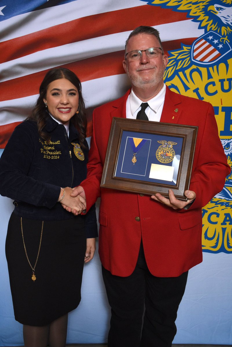 gapeanuts's tweet image. Once FFA, always FFA. 💙💛
Dr. David West, Retired Georgia Young Farmer Advisor, worked with FFA members of three Georgia FFA Chapters for 30 years. He received his Honorary American FFA Degree in 2024 at the 97th National FFA Convention in recognition of his service to the FFA