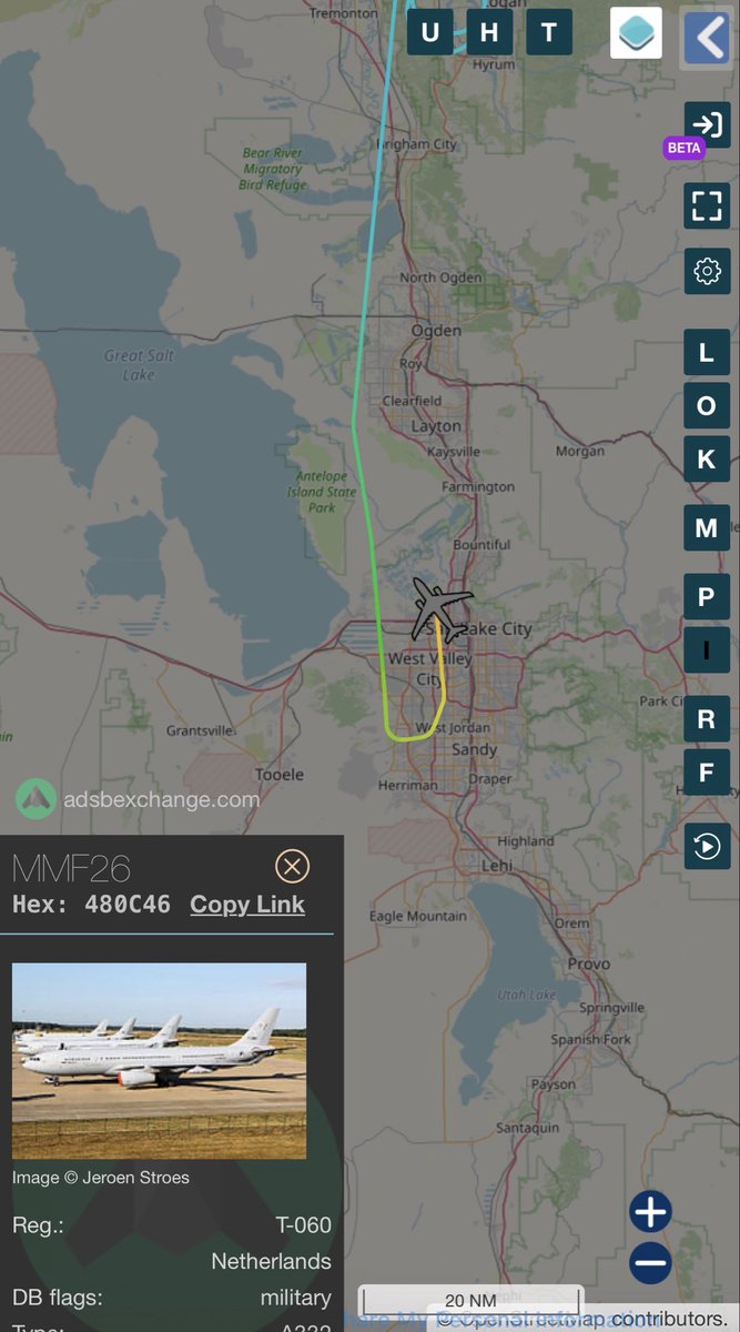 WasatchSkyWatch's tweet photo. 2 Royal Netherlands Air Force Airbus A330 Multi Role Tanker Transport landed a bit ago at SLC international. Caught the first one MMF26 on approach. https://t.co/Vfel5o1BFB