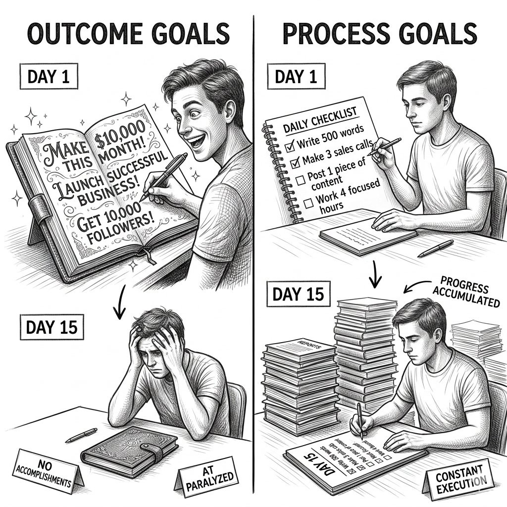 wittyprince_'s tweet photo. It’s so easy to plan

So sweet to set goals and targets

Stop it.

Start setting process-based goals

How much work will you do daily?

That’s a goal

Not the big inspiring target you always write at the beginning of every month https://t.co/Uz13REe42E