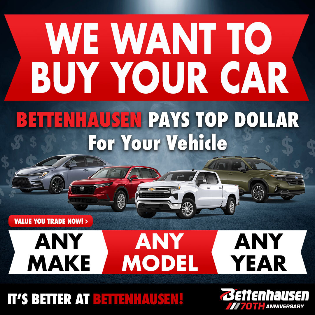 Bettenhausen Chrysler Dodge Jeep RAM will pay TOP DOLLAR for your vehicle! 💰No matter the make, model, or year, we’re ready to make you an offer today.

Call us at 📞 708-928-5598 or click the link to value your trade and see why it’s Better at... bettenhausencdjr.com