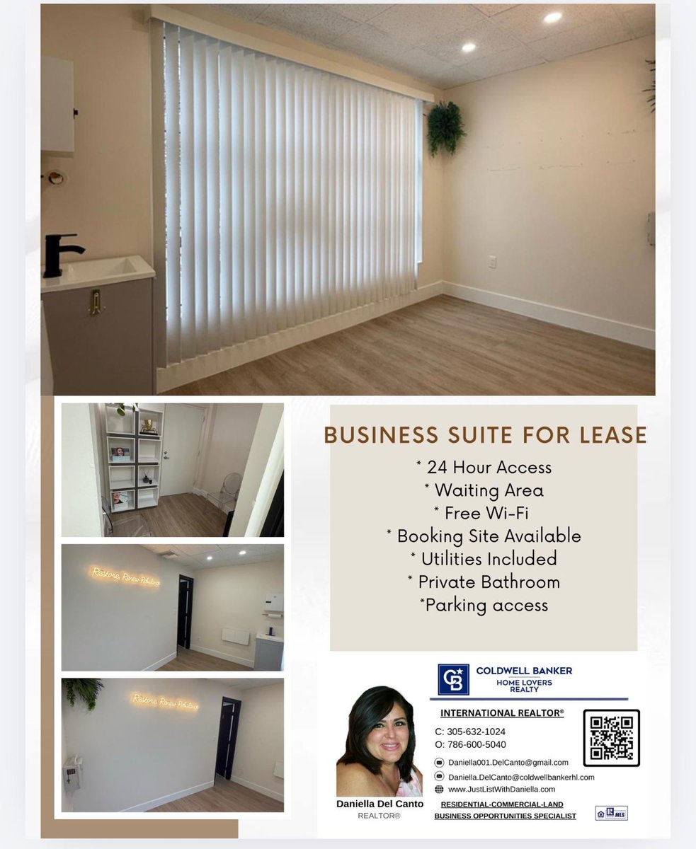 CBHomeLovers's tweet photo. 🏢✨ BUSINESS SUITE FOR LEASE ✨🏢
📩 Contact us today for more details or to schedule a tour!
#OfficeForLease #BusinessSuite #CommercialSpace #MiamiCommercial #EntrepreneurLife #OfficeSpaceForRent #ProfessionalSpace #UtilitiesIncluded #24HourAccess #BusinessOpportunity https://t.co/c7m0qmlDO3