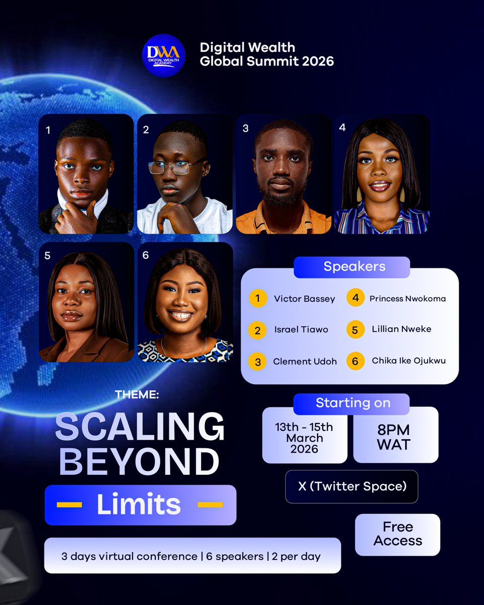 The Digital Wealth Global Summit 2026 is here.

3 Days.

6 Speakers.

One Transformation Blueprint.

This is a defining moment for digital builders ready to scale with clarity, structure and precision.

Day 1 — Structure

Day 2 — Revenue

Day 3 — Expansion

We are bringing