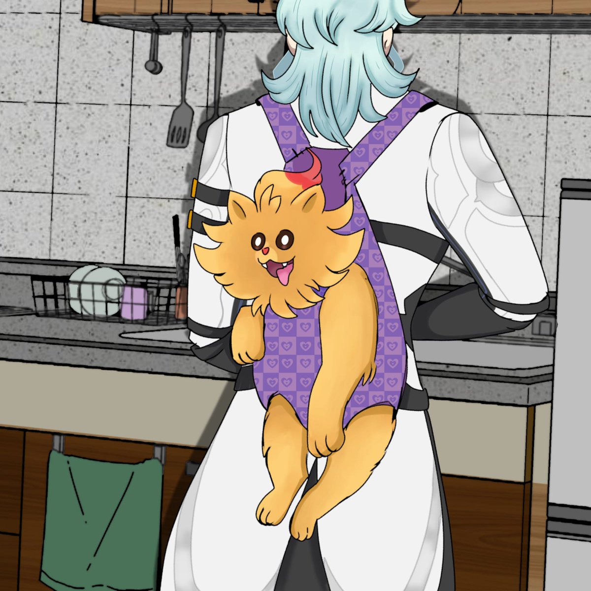 Quick drawing of Dottore taking care of Pombon.
#PokemonWindsWaves #IlDottore