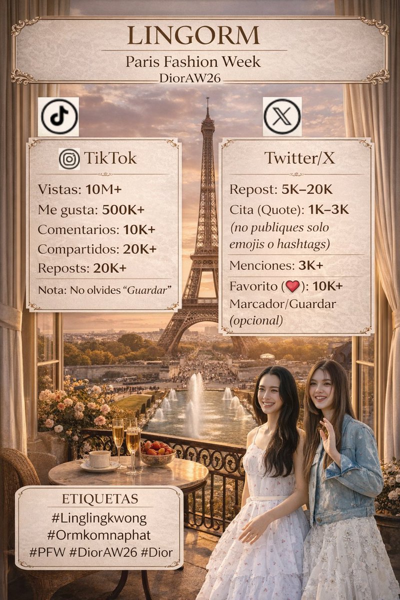 Paris Fashion Week y DiorAW26 nos quieren presentes con todo el corazón.
Que se sienta la unión, la constancia y esa energía bonita que nos hace fuertes.

#LingOrm