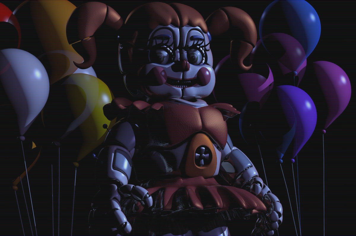 KLikeadragon's tweet photo. My thoughts: mixing cb’s movie scene with scott’s style trailer 

#FNAF #fnaf2movie  #sisterlocation #circusbaby https://t.co/QkMAAC4dLY
