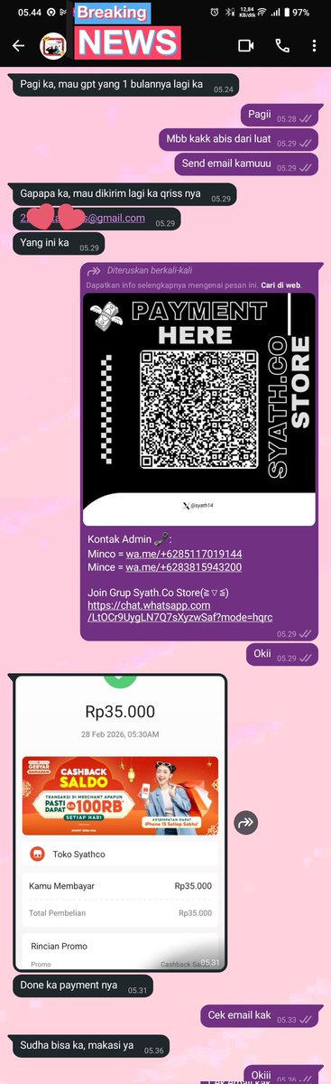 Chatgpt private, buat harian, mingguan, bulanan InsyaAllah ada teruss yahhh, fullgaransi pay after invite bolee✌🐥

#zonauang