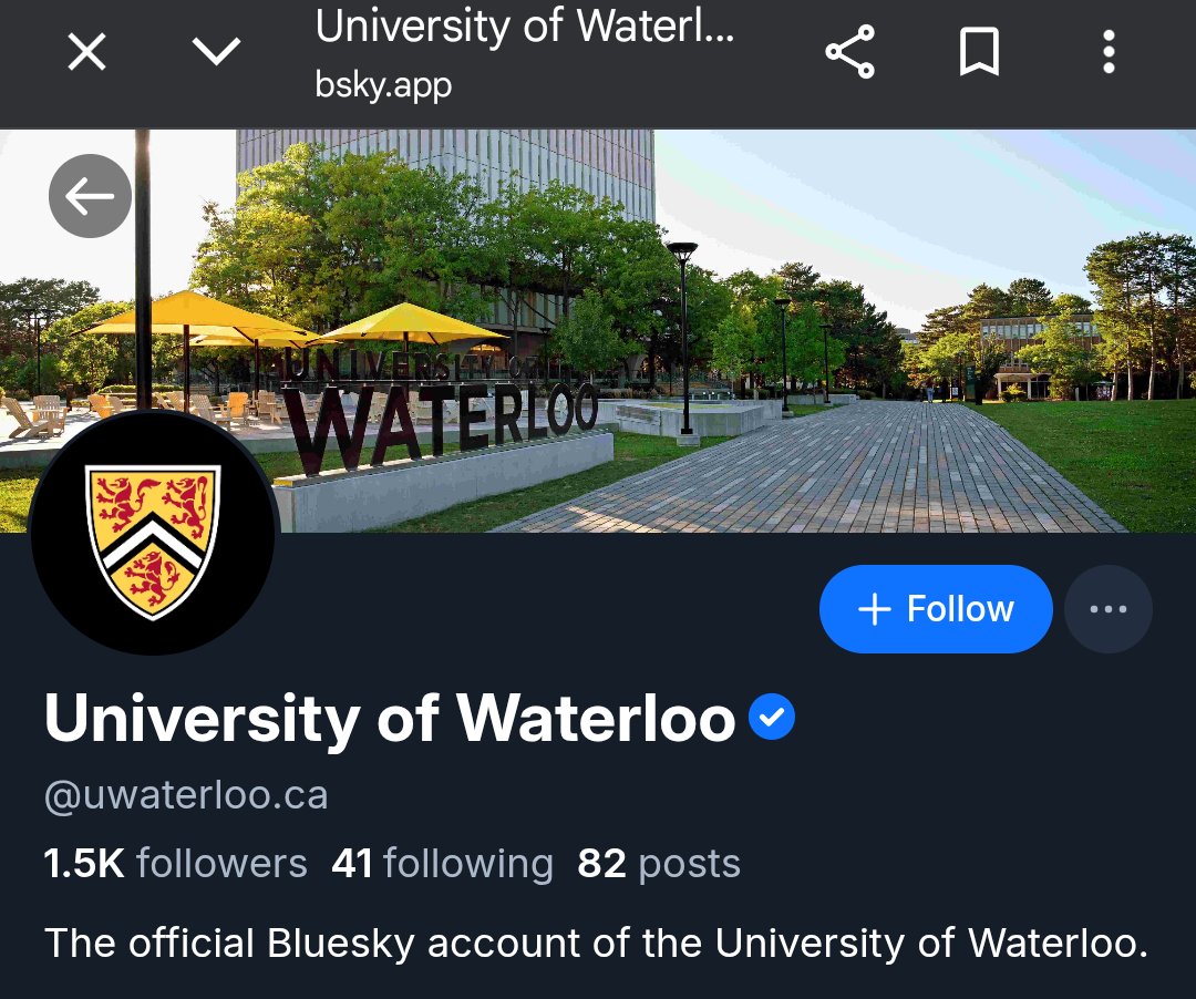 spiderham22's tweet photo. @UWaterloo You have 89k followers on X vs 1.5k followers on Bluesky...and you chose to deplatform from X....make it make sense. https://t.co/LTLODa4hZh