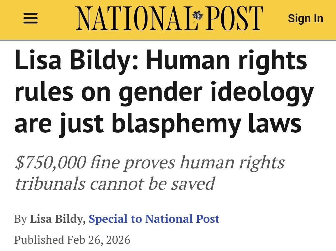 Canada has a state religion.

DEI/gender ideology 

If you do not profess it's supremacy, you will be fined, terminated and potentially jailed.

-Barry Nieufeld - fined $750K
-Matt &amp; Nicole Alexander - fired teachers
-Derek Reimer - jailed for failure to apologize

All guilty of