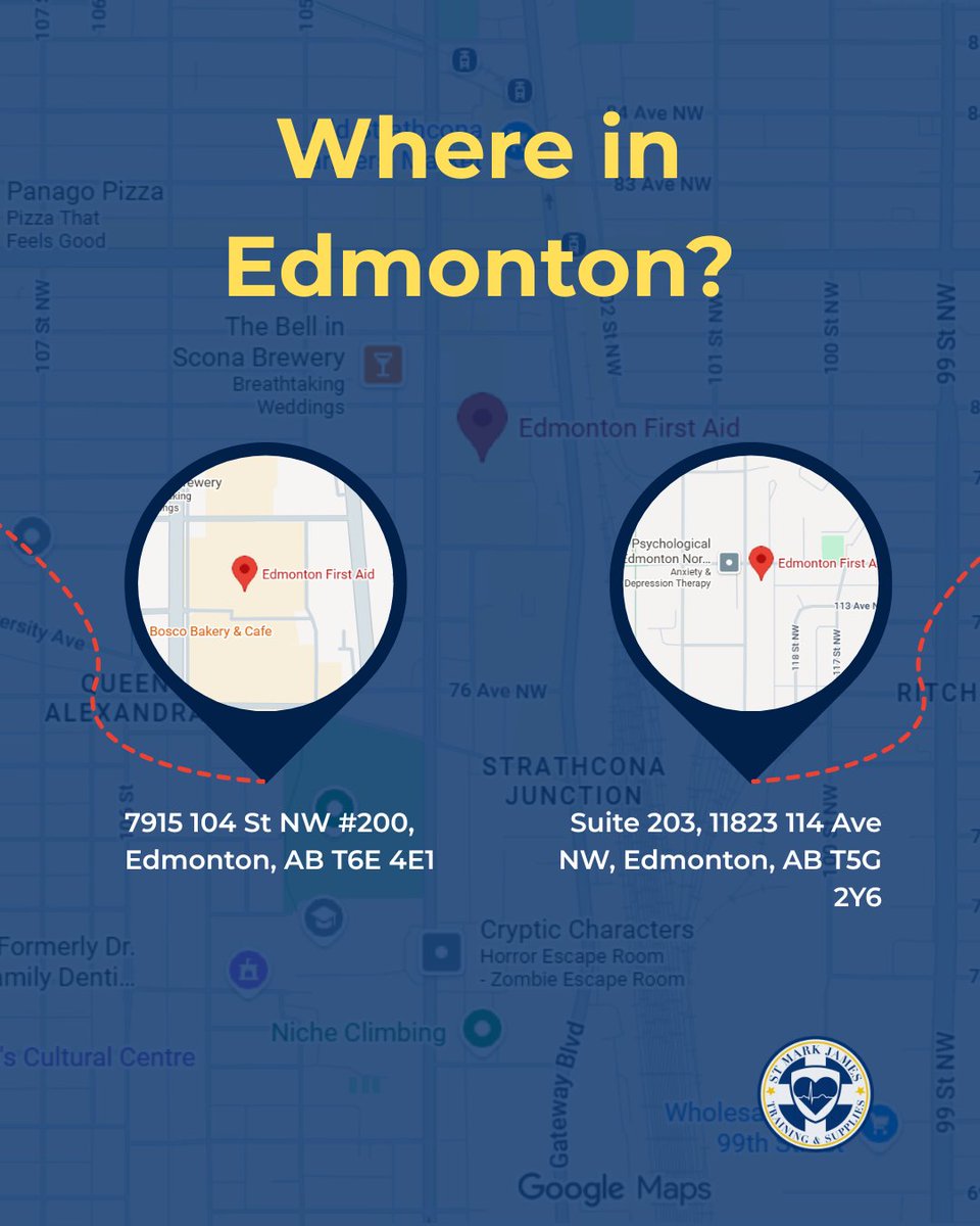 FirstAidEdmonto's tweet photo. 📍First Aid in Edmonton?

Find the available courses

🗓️https://t.co/0zGrgJ238N

We have the best locations and the lowest prices available for you to get certified in First Aid &amp; CPR

#FirstAid #Edmonton #Canada https://t.co/tydcmNdP5A