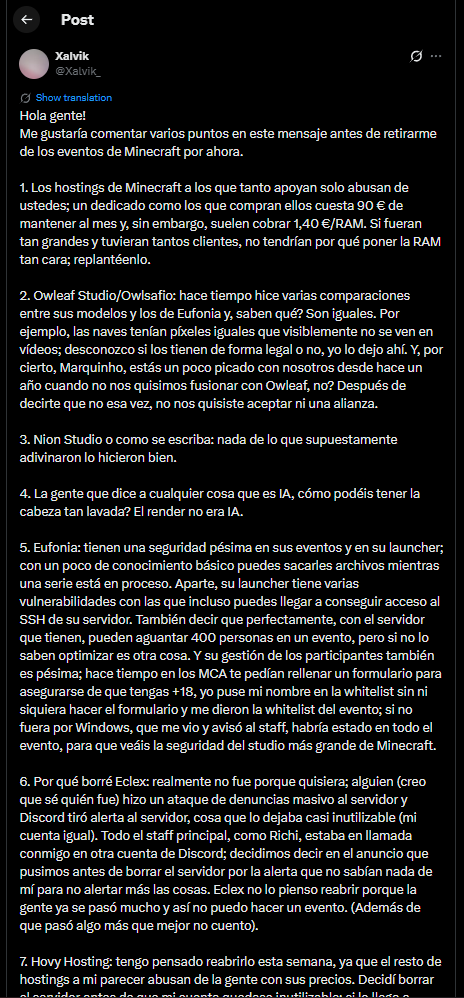 creo desde mi firme opinión, que este post envejeció demasiado mal y muy rápido, al hacer un "hilo" de tal magnitud donde tiras mierda al menos deberias tener mas pruebas contundentes sobre lo que dices (borro el post btw)