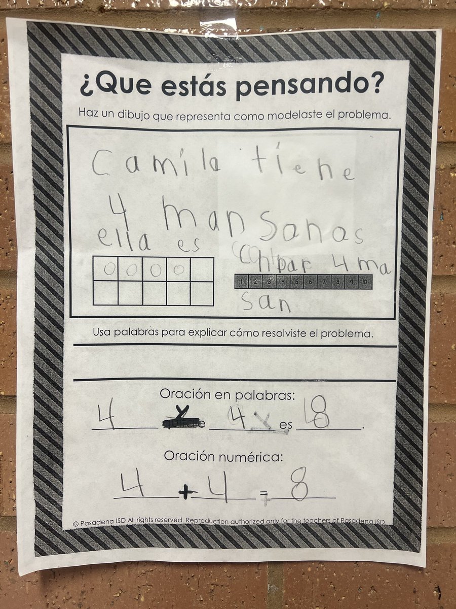 janetdnuzzie's tweet photo. Woohoo! Check out the problem-solving templates & tools being used in this #PISDMathChat kindergarten classroom at Jensen ES! Mathematicians are problem-solvers! Go, Jensen! #PISDMTSS mathematicians learn & grow together! https://t.co/oDweo4iX7W