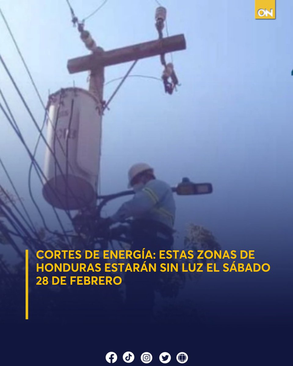 canal11hn's tweet image. ⚡ ¿Tendremos cortes de energía? Verifica aquí si estarán en tu hogar sin luz este sábado 28 de febrero👉 oncenoticias.hn/nacionales/cor…

#CortesdeEnergía #Sábado28 #Febrero #Calenadario #Honduras #ENEE