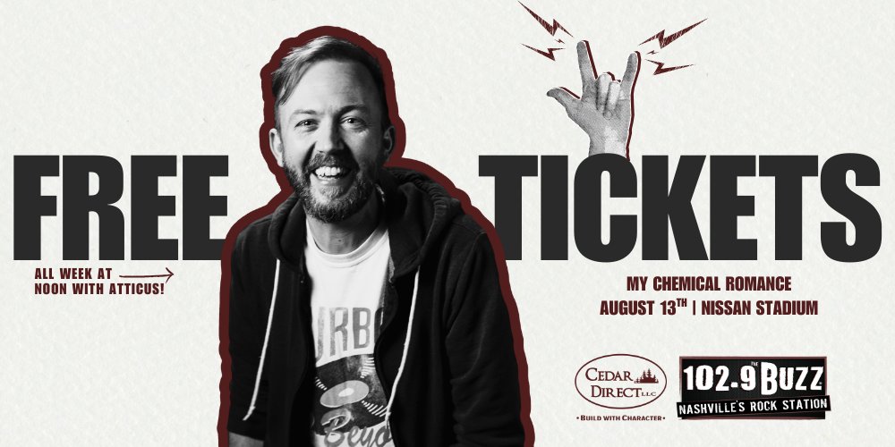 1029thebuzz's tweet photo. It's not just a phase... it's a ticket giveaway 🥀

Starting Monday, listen all week at noon to win My Chemical Romance tickets, built by Cedar Direct.

Show info: https://t.co/7o8GA56oDT https://t.co/zthcoQTWrd