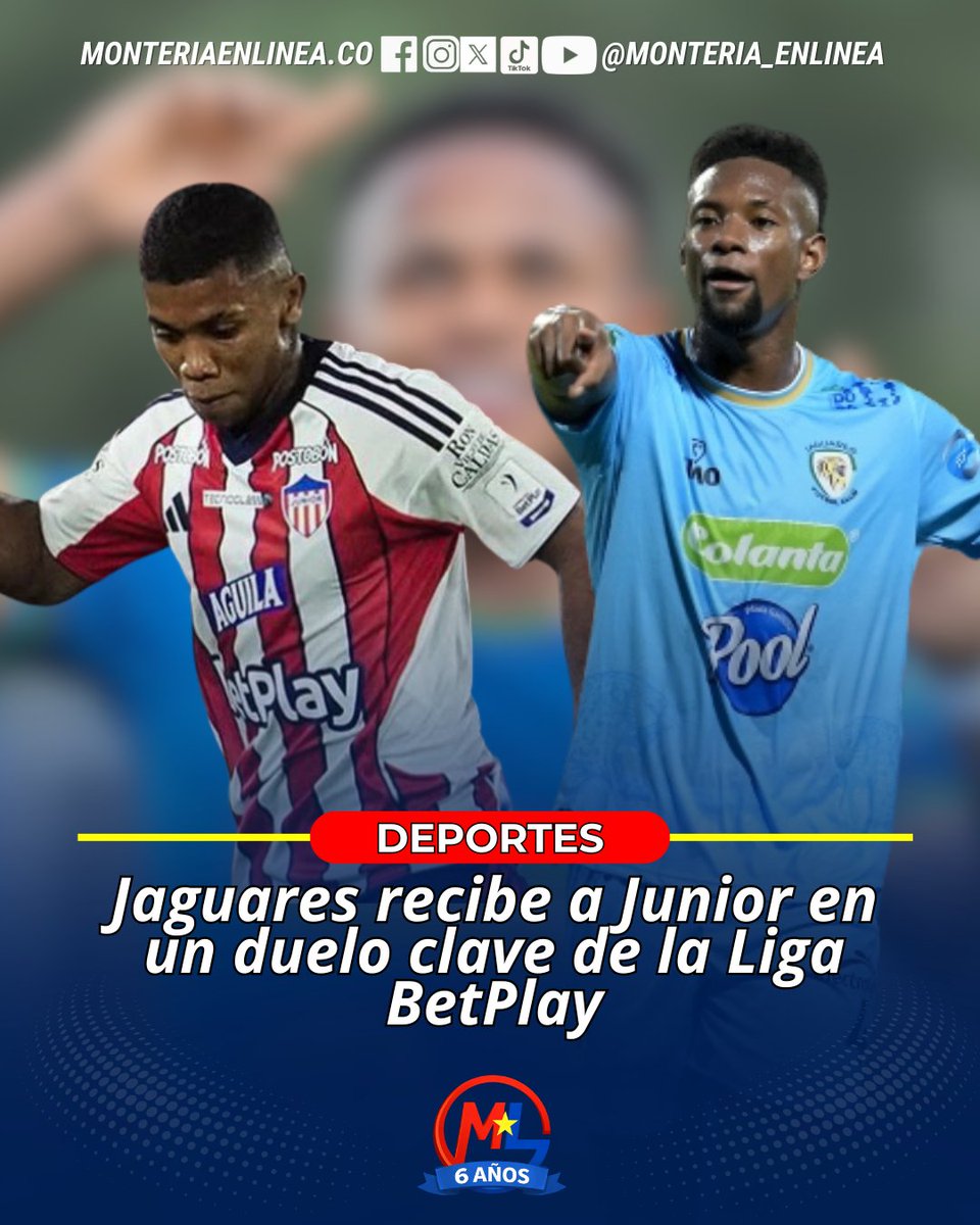🚩#Deportes || Jaguares recibe a Junior en un duelo clave de la Liga BetPlay
facebook.com/share/p/1DVtMh…