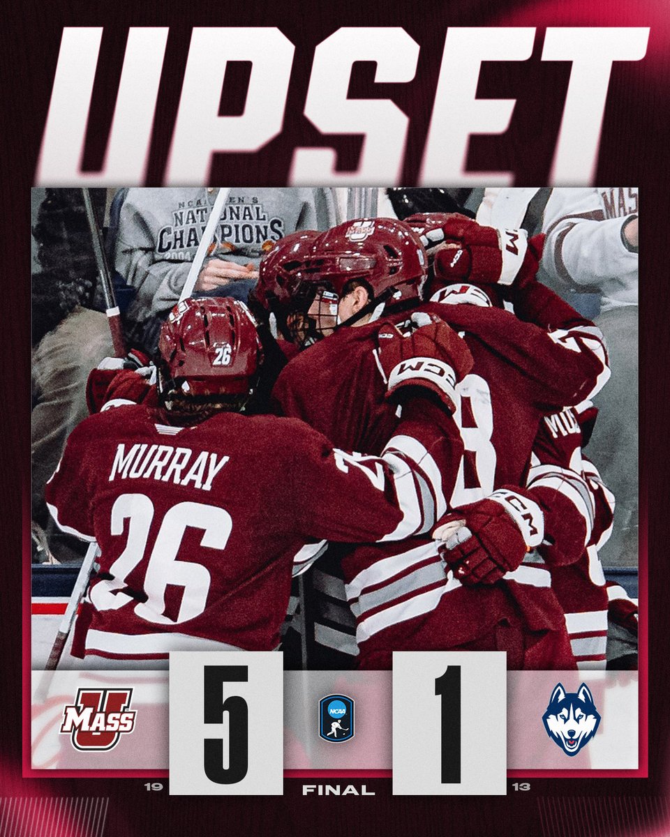 TAKIN' DOWN THE HUSKIES 👇

No. 19 <a href="/UMassHockey/">UMass Hockey</a> defeats No. 13 Connecticut, 5-1! 

#NCAAHockey