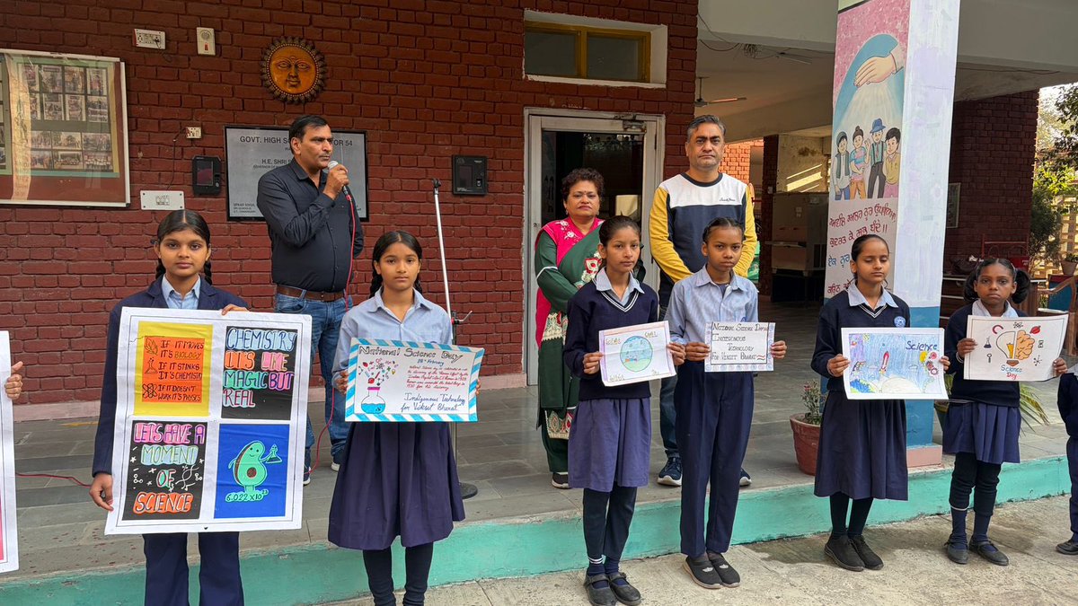 ghs54chd's tweet photo. National Science Day was celebrated with excitement at GMHS 54! 🎉 Students showcased posters, projects and innovations, making learning fun and interactive. Kudos to all participants and mentors. @SchoolEduChd 
#NationalScienceDay2026 
#scienceday2026 https://t.co/bdmjUtORs2